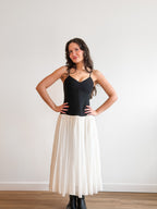 Lucy Paris Isabella Black and Cream Drop Waist Sleeveless Midi Dress