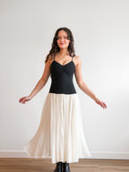Lucy Paris Isabella Black and Cream Drop Waist Sleeveless Midi Dress