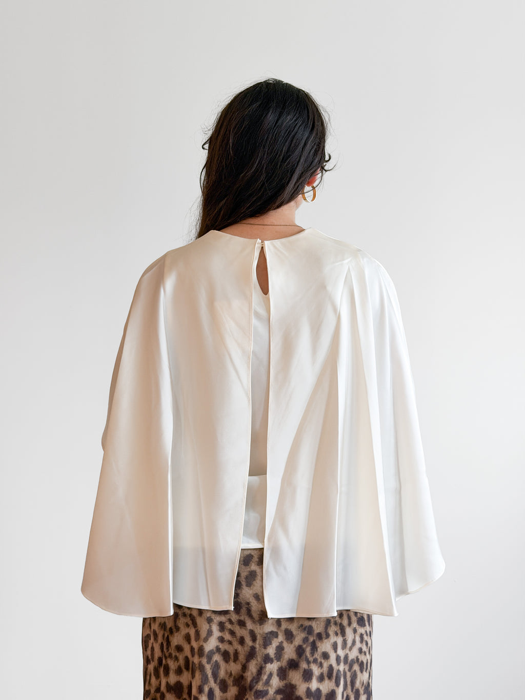Lucy Paris Fiona Cream Satin Cape Top