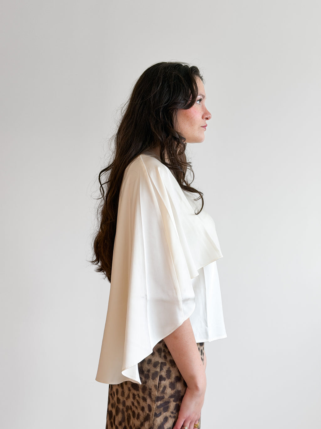 Lucy Paris Fiona Cream Satin Cape Top