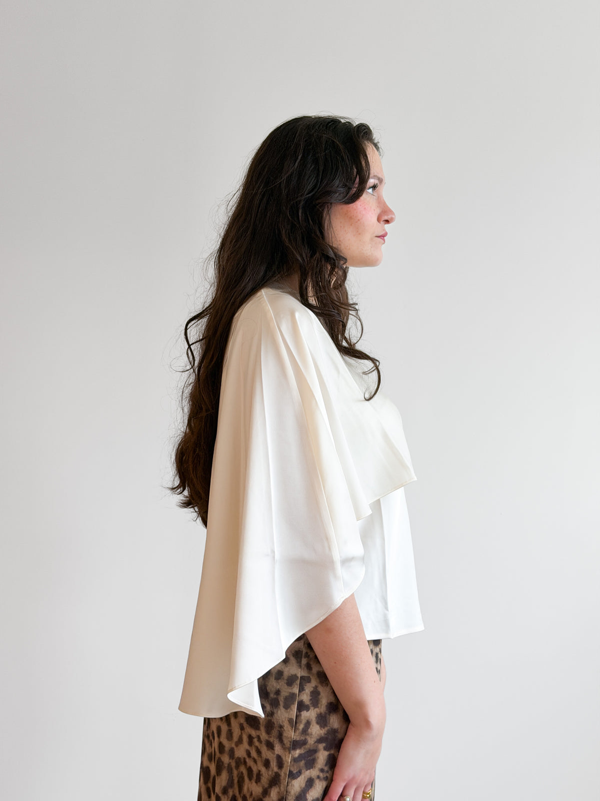 Lucy Paris Fiona Cream Satin Cape Top