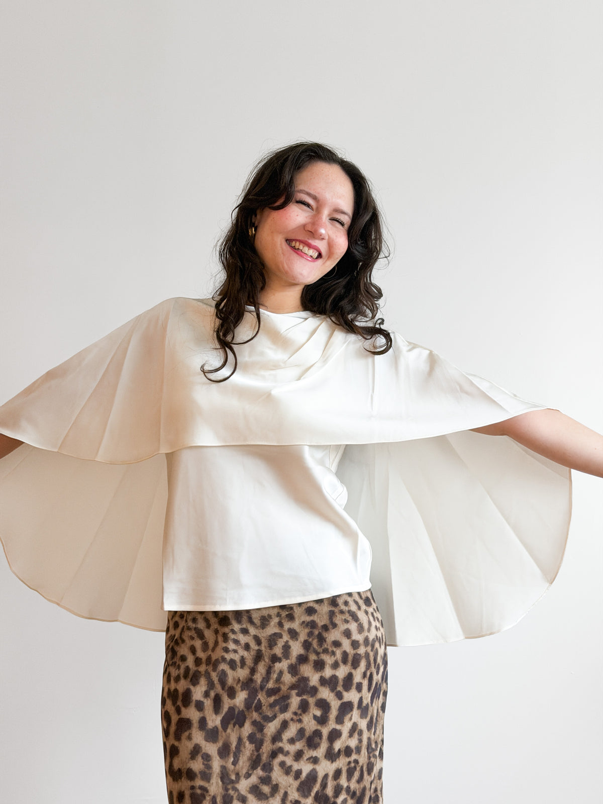 Lucy Paris Fiona Cream Satin Cape Top