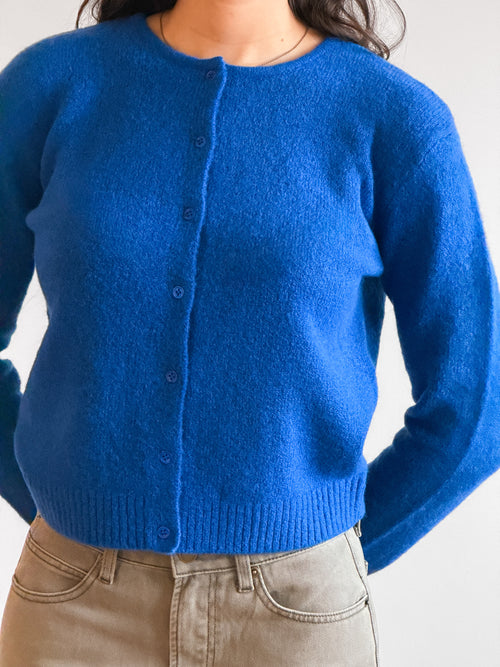 Lucy Paris Carole Cobalt Blue Buttoned Cardigan Top