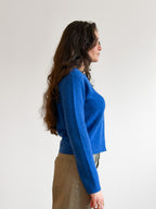 Lucy Paris Carole Cobalt Blue Buttoned Cardigan Top