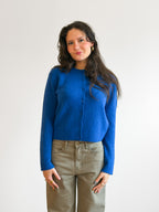 Lucy Paris Carole Cobalt Blue Buttoned Cardigan Top