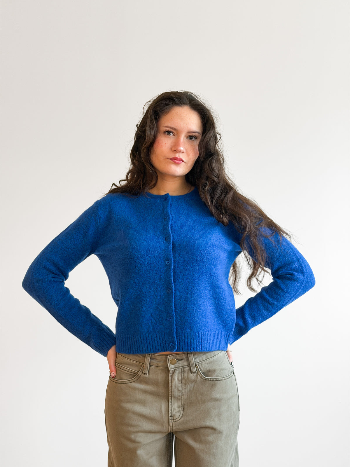 Lucy Paris Carole Cobalt Blue Buttoned Cardigan Top