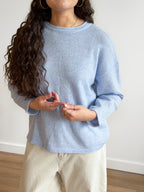 PINCH Flora Light Blue Oversized Rolled Knit Sweater