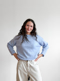 PINCH Flora Light Blue Oversized Rolled Knit Sweater