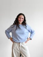 PINCH Flora Light Blue Oversized Rolled Knit Sweater