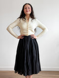 PINCH Fiona Chiffon A-Line Pleated Midi Skirt (Black)