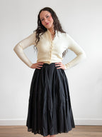 PINCH Fiona Chiffon A-Line Pleated Midi Skirt (Black)