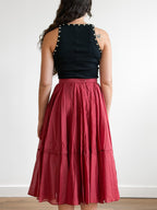 PINCH Fiona Chiffon A-Line Pleated Midi Skirt (Rust)