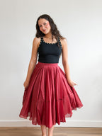 PINCH Fiona Chiffon A-Line Pleated Midi Skirt (Rust)