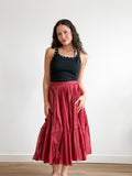PINCH Fiona Chiffon A-Line Pleated Midi Skirt (Rust)