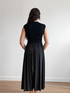 Francesca Black Ribbed Knit Drop Waist Midi Dress