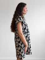 PINCH Karter Black Floral Embroidered Linen Mini Dress
