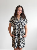 PINCH Karter Black Floral Embroidered Linen Mini Dress