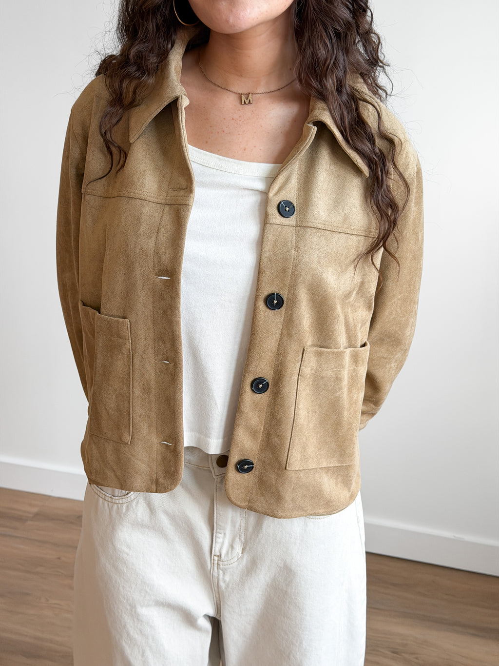 Sofie the Label Junie Beige Vegan Suede Boxy Jacket