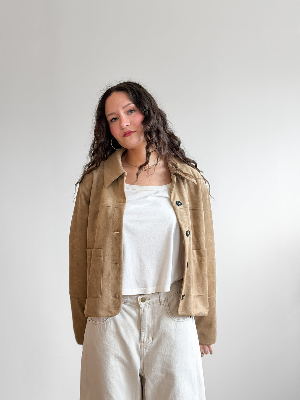 Sofie the Label Junie Beige Vegan Suede Boxy Jacket