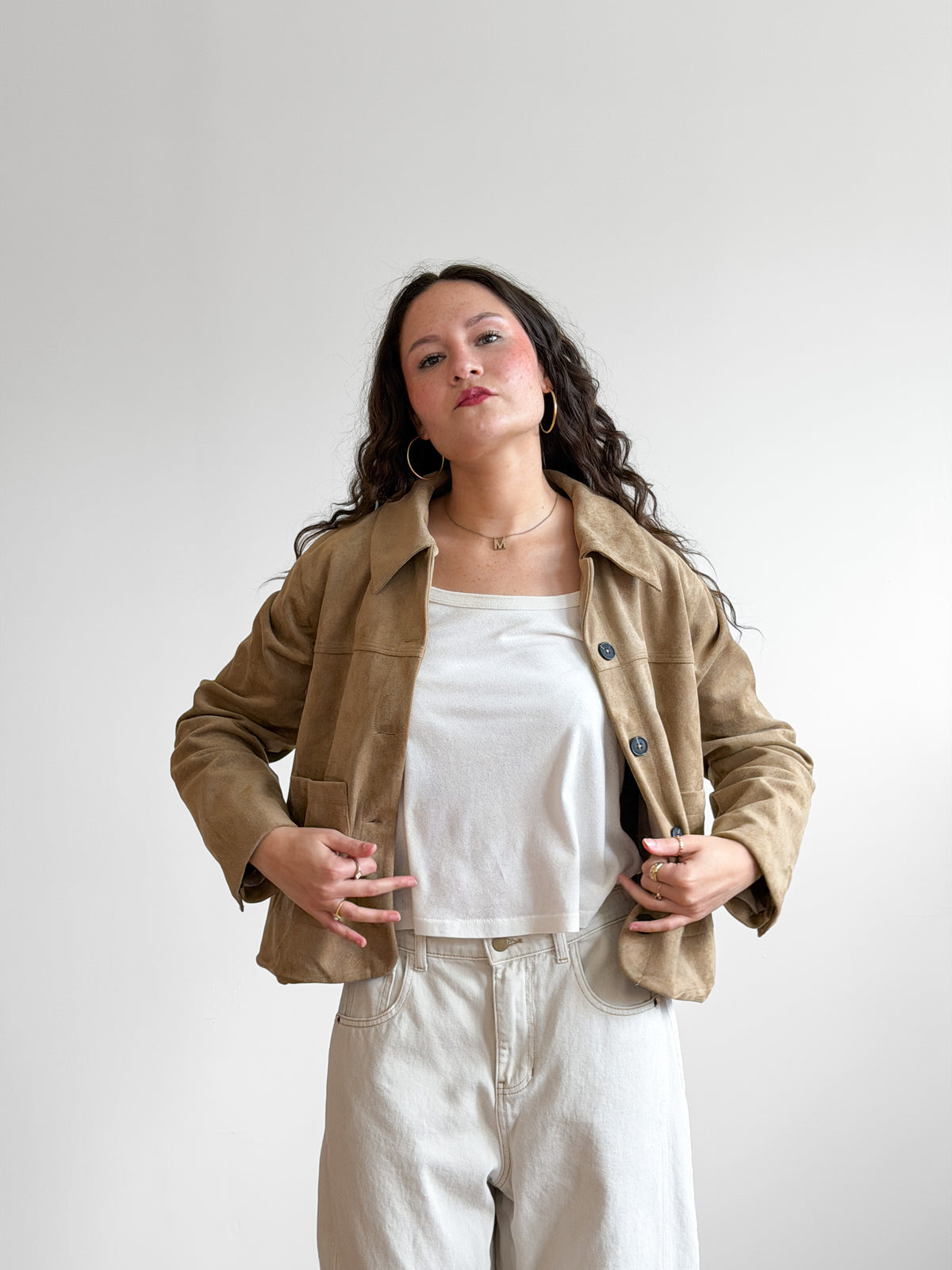 Sofie the Label Junie Beige Vegan Suede Boxy Jacket