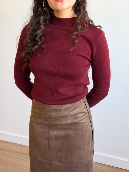 Lucy Paris Murphy Scarf Detail Knit Sweater (Burgundy)