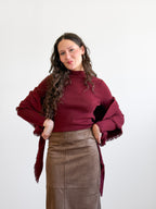 Lucy Paris Murphy Scarf Detail Knit Sweater (Burgundy)