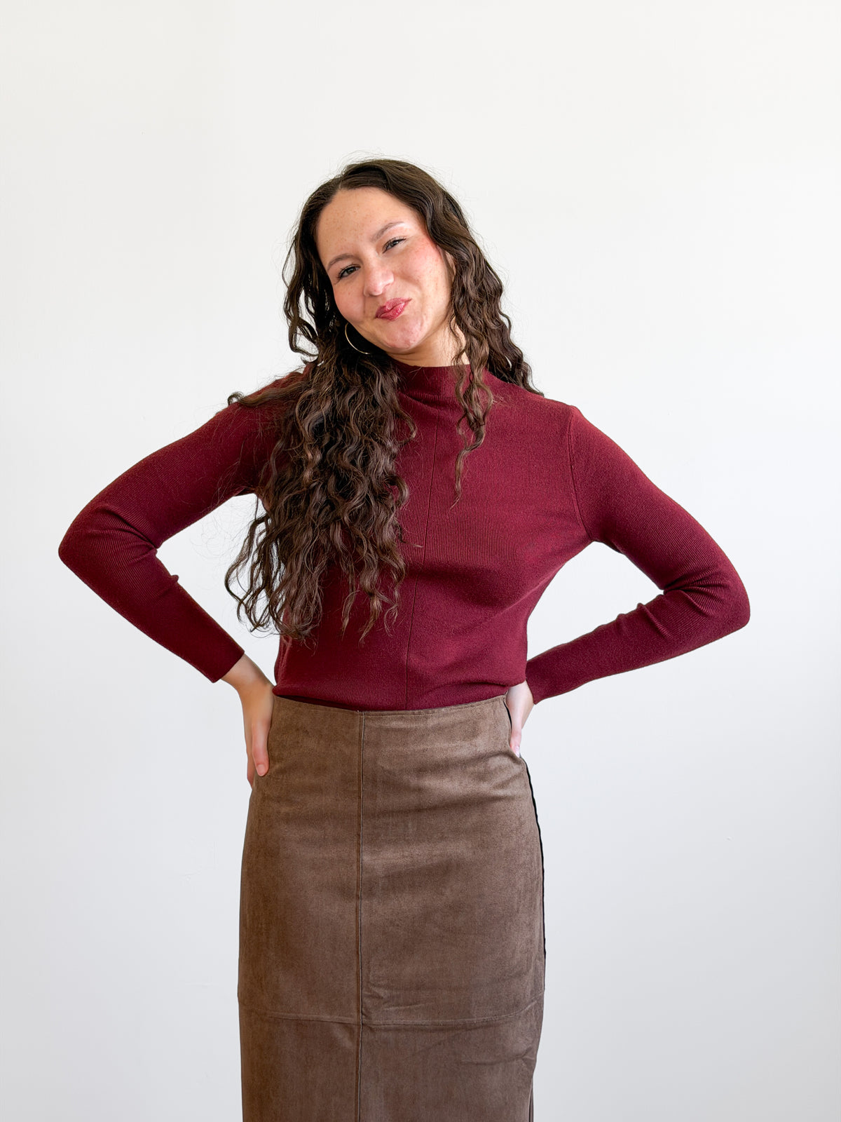 Lucy Paris Murphy Scarf Detail Knit Sweater (Burgundy)