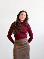 Lucy Paris Murphy Scarf Detail Knit Sweater (Burgundy)