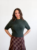 Miou Muse Ganni Faux Fur Cropped Sweater Top (Green)
