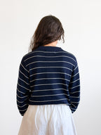 Elle Grey Georgie Navy Striped Button Front Cardigan Top