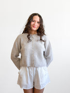 Miou Muse Wyatt Grey Fuzzy Knit Buttoned Cardigan