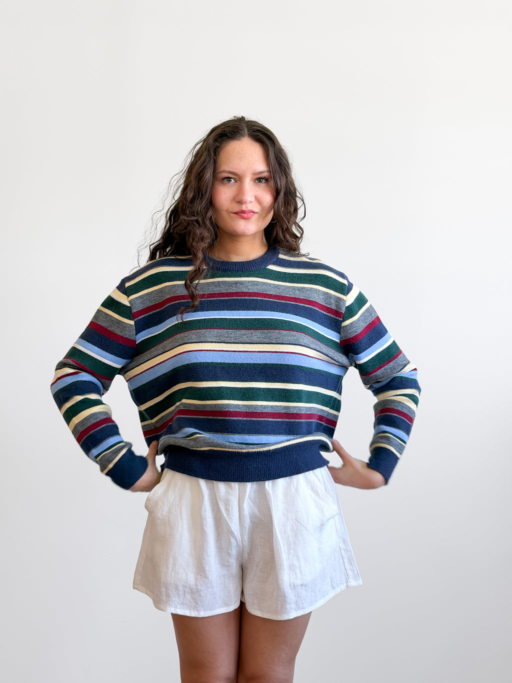 Gemma Multicolored Striped Relaxed Knit Sweater Top