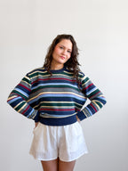 Gemma Multicolored Striped Relaxed Knit Sweater Top