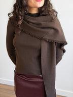Lucy Paris Murphy Scarf Detail Knit Sweater (Brown)