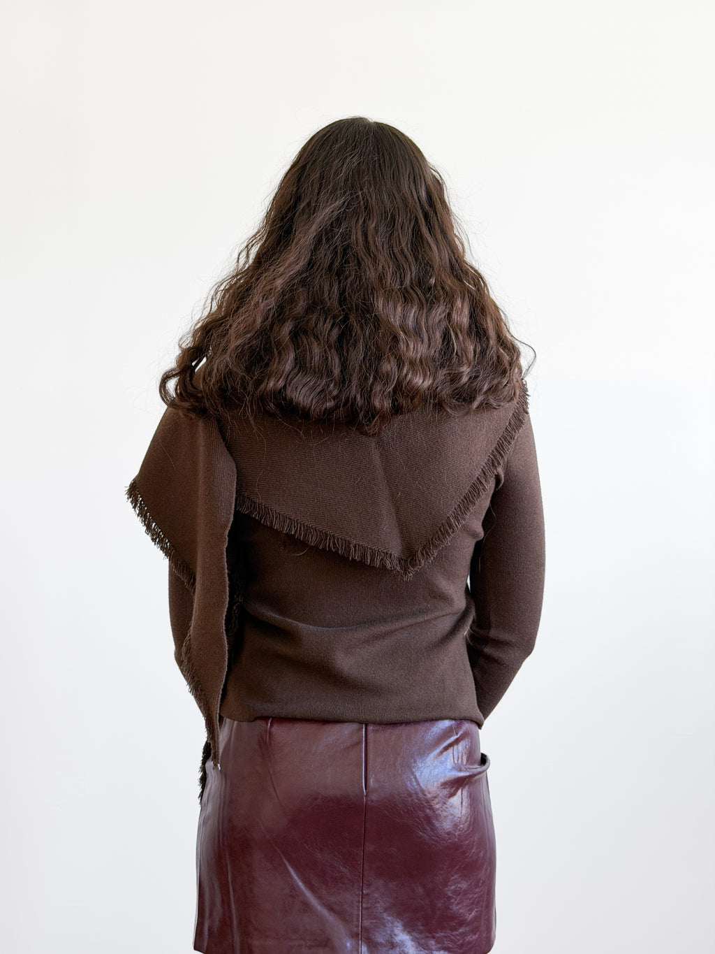 Lucy Paris Murphy Scarf Detail Knit Sweater (Brown)