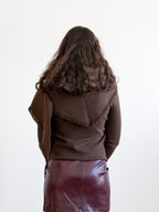 Lucy Paris Murphy Scarf Detail Knit Sweater (Brown)