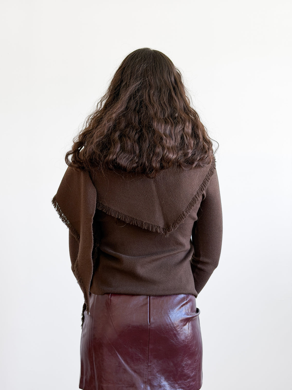 Lucy Paris Murphy Scarf Detail Knit Sweater (Brown)