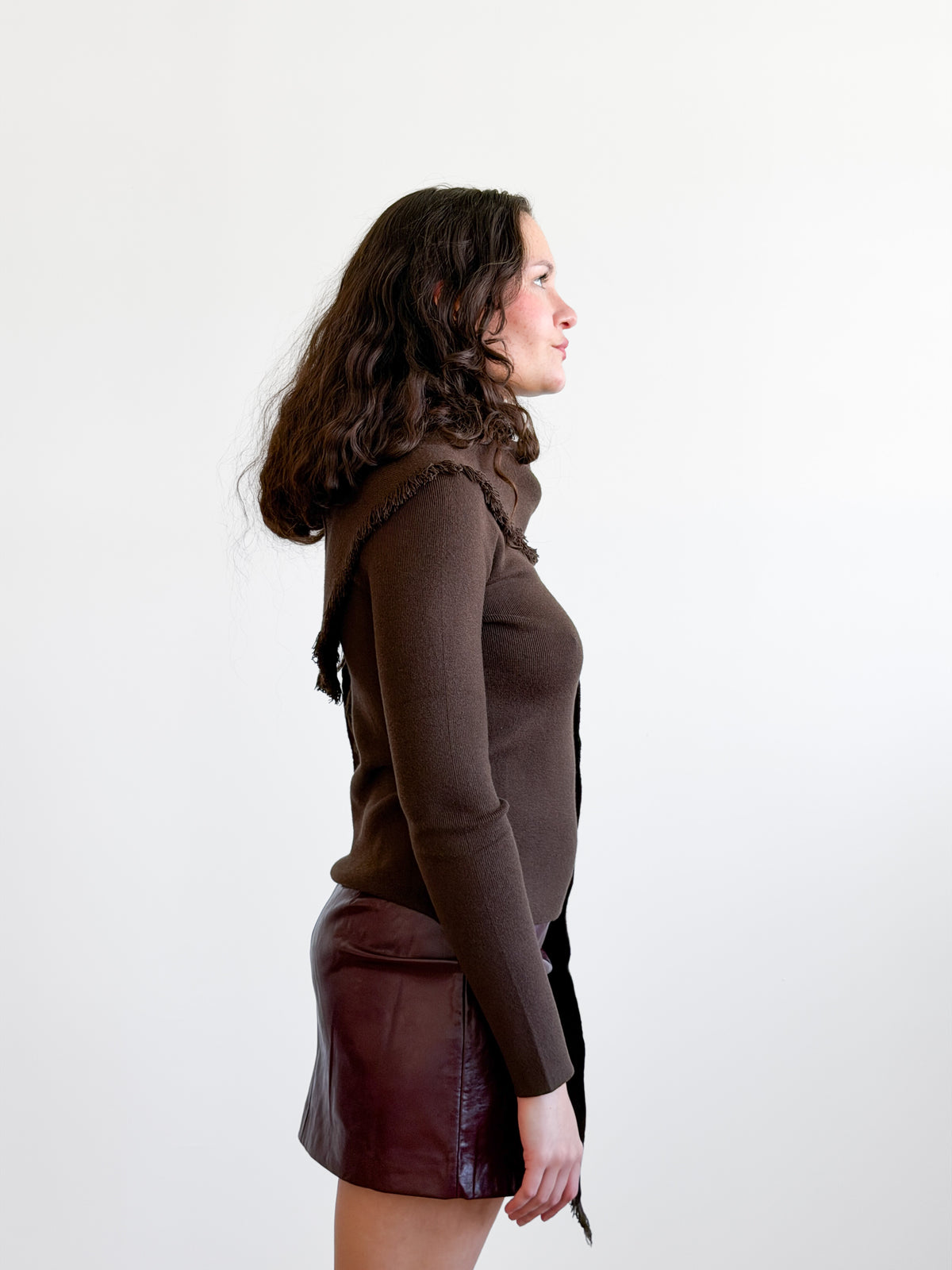 Lucy Paris Murphy Scarf Detail Knit Sweater (Brown)