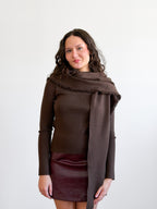 Lucy Paris Murphy Scarf Detail Knit Sweater (Brown)
