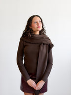 Lucy Paris Murphy Scarf Detail Knit Sweater (Brown)