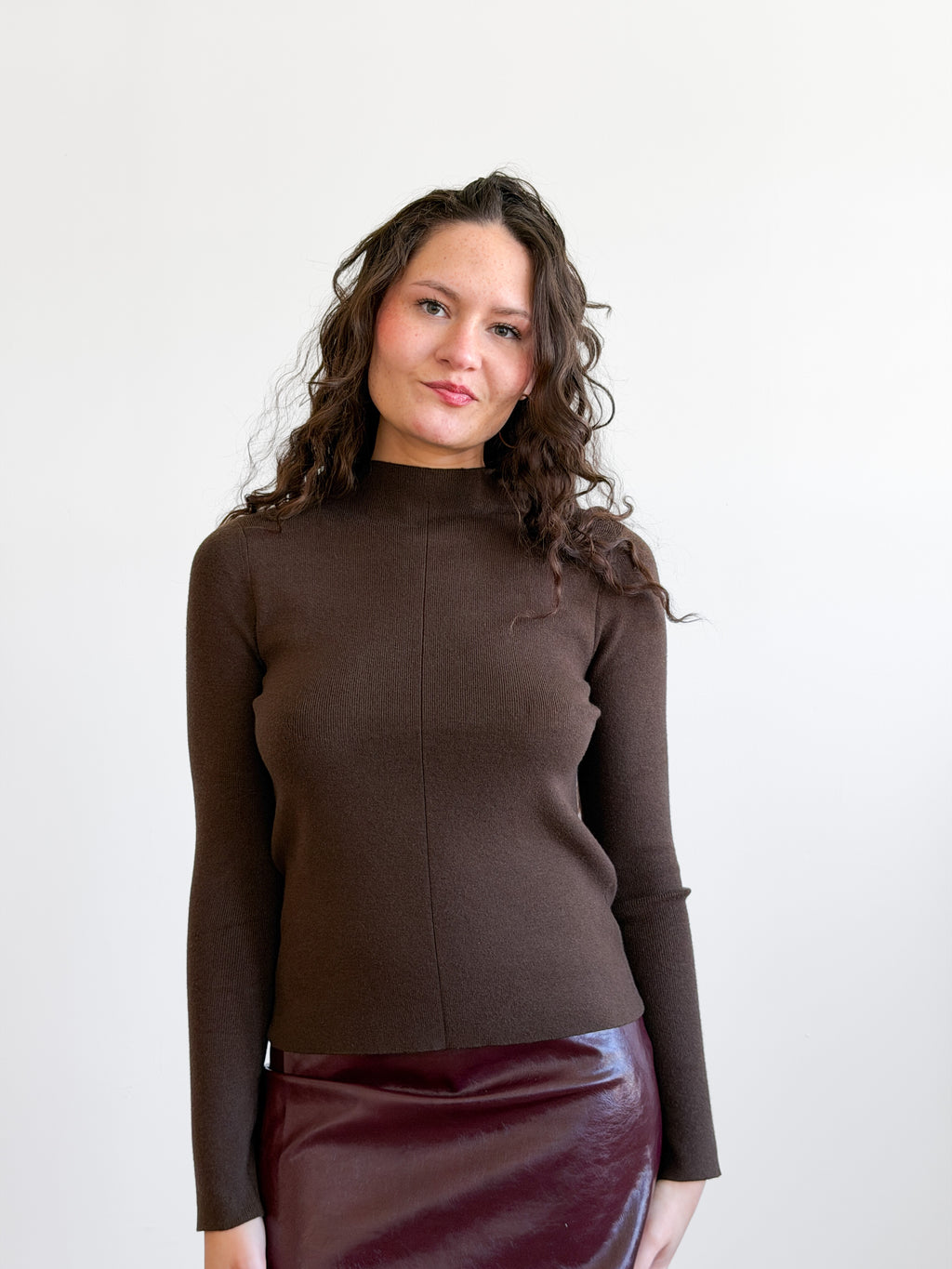 Lucy Paris Murphy Scarf Detail Knit Sweater (Brown)