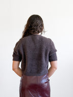 Miou Muse Ganni Faux Fur Cropped Sweater Top (Brown)