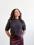 Miou Muse Ganni Faux Fur Cropped Sweater Top (Brown)