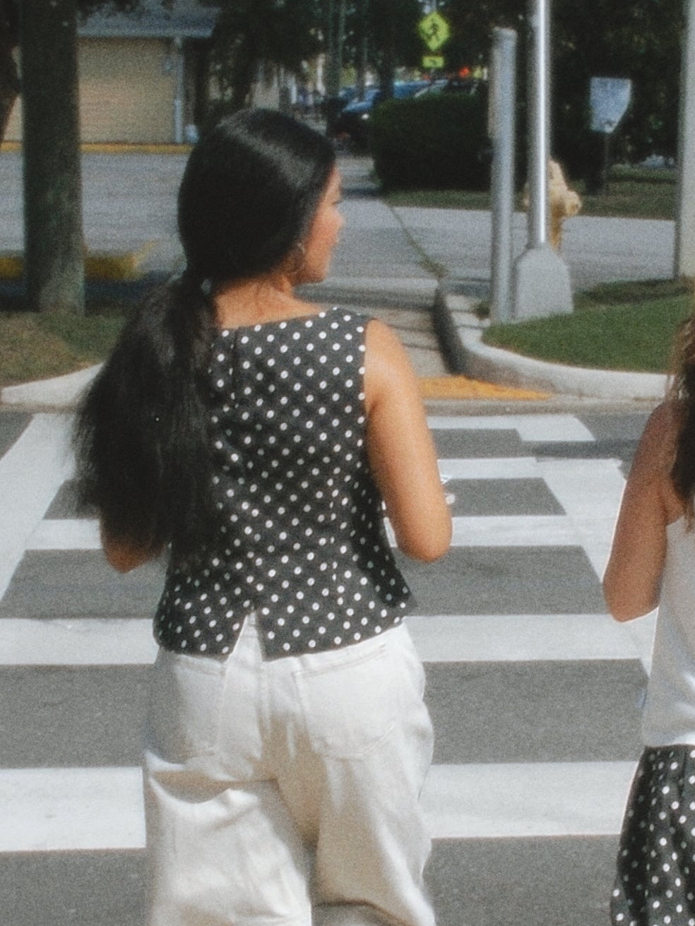 Sofie the Label Khloe Washed Black Polka Dot Tank Top