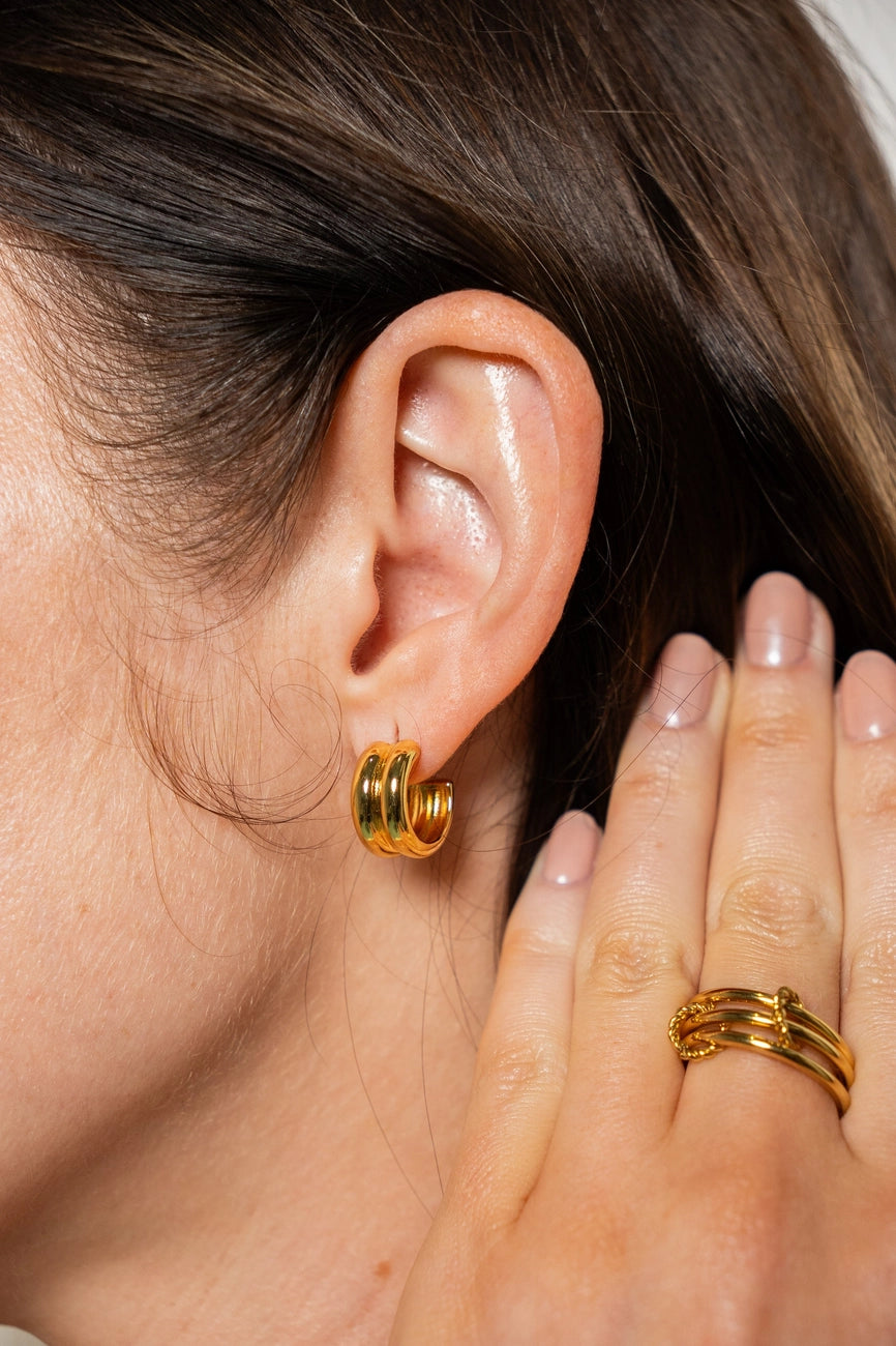 Brenda Grands Mini Twin Gold Hoops