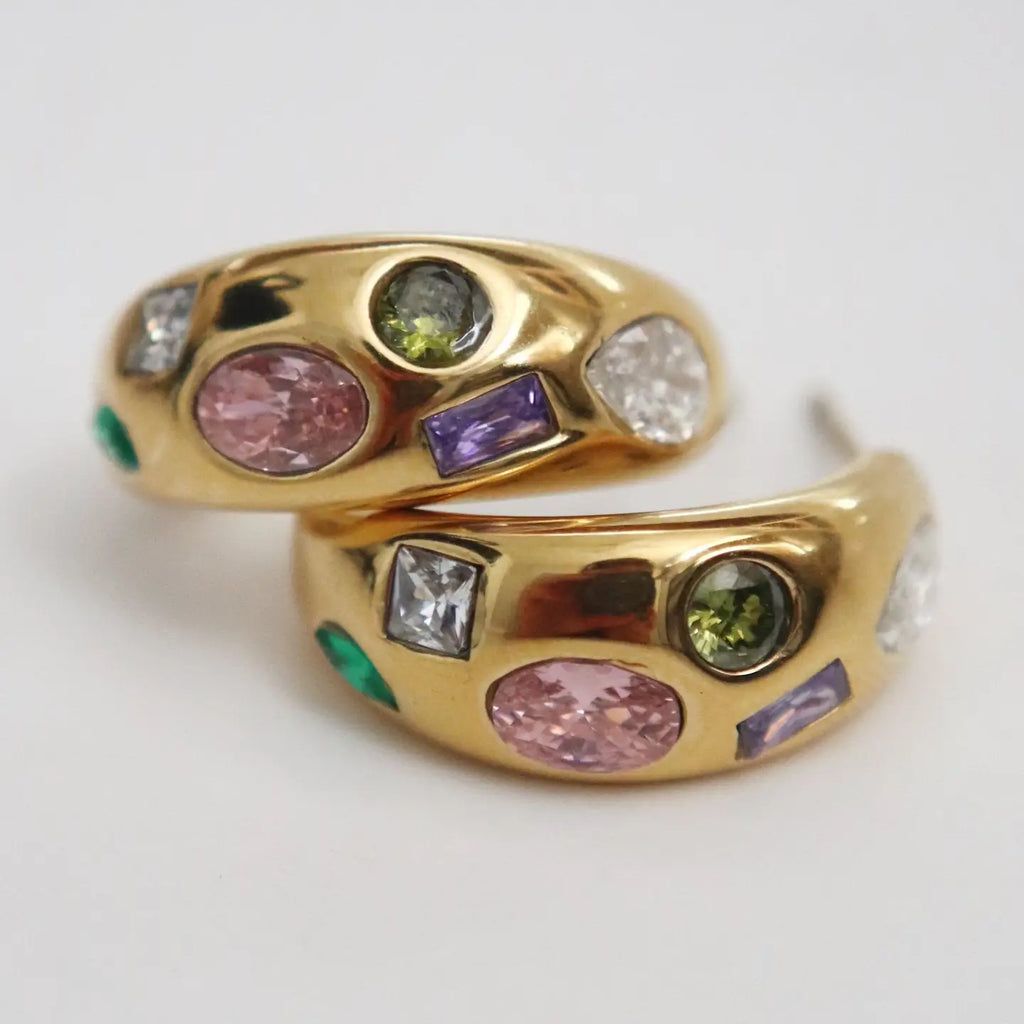 Multicolor Gem Hoops