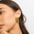 Brenda Grands Waterproof Gold Statement Rectangular Earrings