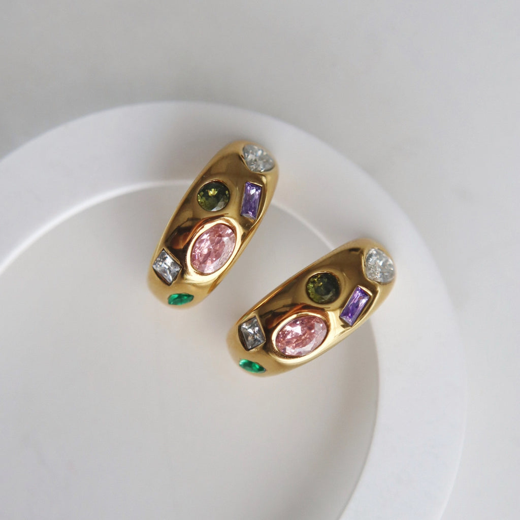 Multicolor Gem Hoops