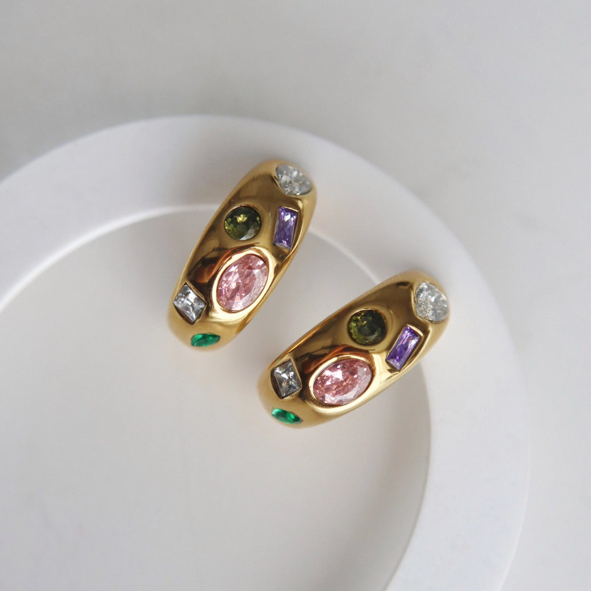 Multicolor Gem Hoops
