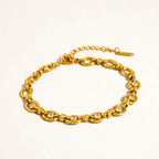 Xenon 18K Gold Non-Tarnish Cz Circle Link Bracelet